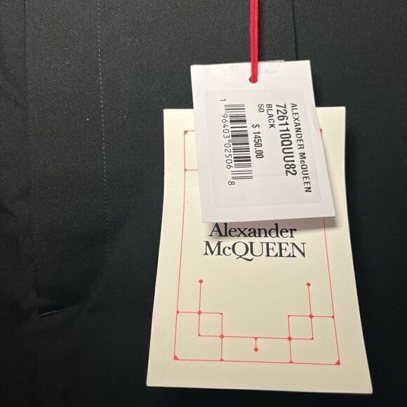 NWT Alexander McQueen $ 1495.00 Black Straight Leg Wool Trouser Pants - Picture 6 of 7
